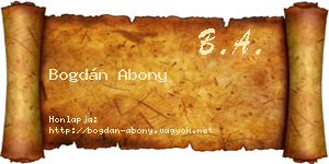 Bogdán Abony névjegykártya